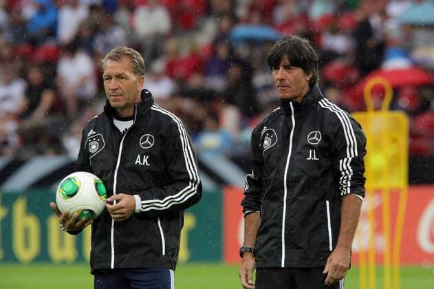 Bundestrainer Joachim Löw mit Co Trainer Hansi Flick - Öffentliches Training der Deutschen Nationalmannschaft, Coface Arena Mainz