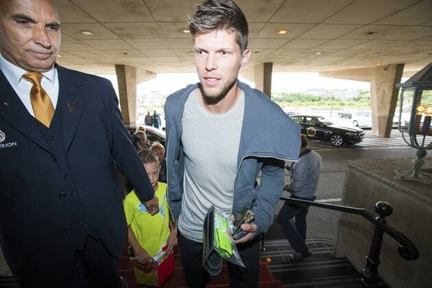 Klaas-Jan Huntelaar of Holland during the arrival of the Dutch National team on August 12, 2013 at Grand Hote Huis ter Duin at Noordwijk, The Netherlands. Arrival Dutch team in Noordwijk Friendly 2013 2014 xVIxLaurensxLindhoutxIVx 1720836
