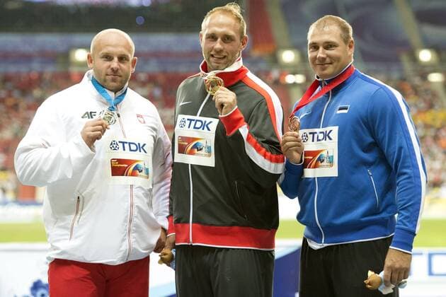 IAAF WORLD CHAMPIONSHIPS MOSCOW 2013: PIOTR MALACHOWSKI, ROBERT HARTING, GERD KANTER  20130813rb_328