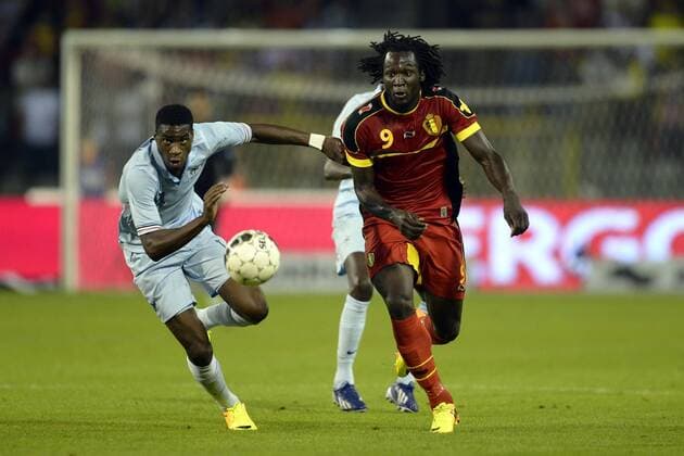 Romelu Lukaku of Belgium - Geoffrey Kondogbia of France - FOOTBALL : Friendly match - Belgium vs. France - Brussels - 14 08 2013 Photonews Panoramic 