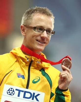 ITAR-TASS: MOSCOW, RUSSIA. AUGUST 15, 2013. Bronze medal winner, Australia s Jared Tallent during the medal ceremony for the men s 50km walk at Luzhniki on Day 6 of the 14th IAAF World Championships in Athletics.  premiumd RE12573A