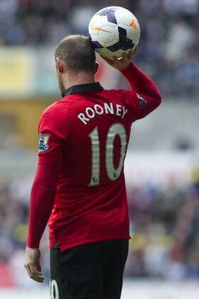 Football - 2013 2014 Premier League - Swansea City vs. Manchester United (ManU) WAYNE ROONEY, REAR VIEW, NAME ON SHIRT at Liberty Stadium.