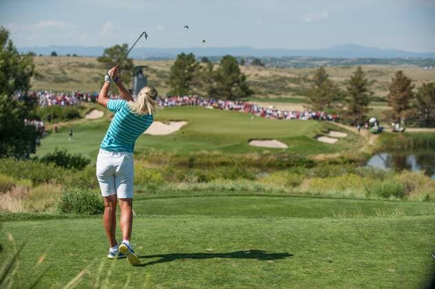 17 AUGUST 2013: Suzann Pettersen hits a tee shot during the foursome matches on day 2 of The Solheim Cup at the Colorado Golf Club in Parker, Colorado. GOLF: AUG 17 LPGA Golf Damen - The Solheim Cup - Second Round Icon132130816412 EDITORIAL USE ONLY
