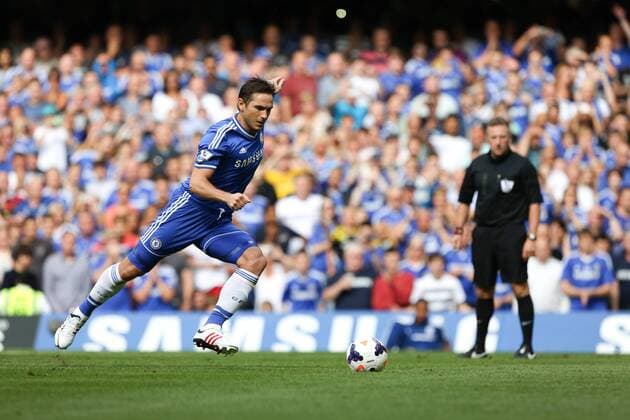 Frank Lampard of Chelsea misses a penalty - Chelsea v Hull City - Premier League - Stamford Bridge - London - 18th August 2013 - Pic Charlie Forgham-Bailey Sportimage EDITORIAL USE ONLY. No use with unauthorised audio, video, data, fixture lists, club league logos or live services. Online in-match use limited to 120 images, no video emulation. No use in betting, games or single club league player publications.