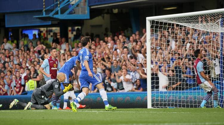 Aston Villa s Brad Guzan screams at Antonio Luna after he scores an own goal to put Chelsea 1-0 up Chelsea v Aston Villa - Barclays Premiership - Stamford Bridge - London - England -21 08 2013 - Pic David Klein Sportimage EDITORIAL USE ONLY. No use with unauthorised audio, video, data, fixture lists, club league logos or live services. Online in-match use limited to 120 images, no video emulation. No use in betting, games or single club league player publications.