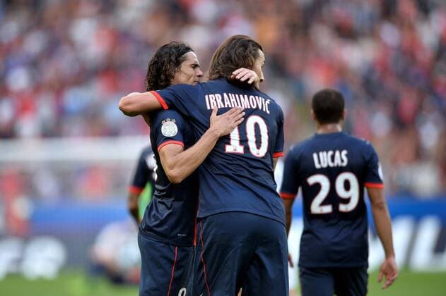 Edinson Cavani (psg) - Zlatan Ibrahimovic (psg) PSG Paris St. Germain vs EA Guingamp - Ligue 1 - 31 08 2013 AnthonyBIBARD FEP Panoramic 