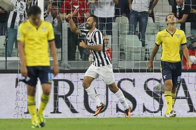 Mirko Vucinic Juventus, Goal Celebration, Torino 31-08-2013 Juventus Stadium Football Calcio 2013 2014 Serie A Juventus Turin - Lazio Rom MarcoxBertorello