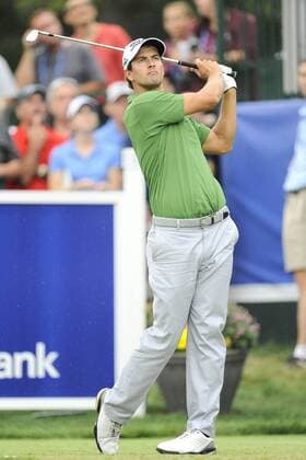 Aug. 31, 2013 - Norton, Massachusetts, USA - August 31, 2013 - Norton, Massachusetts, U.S. - Adam Scott watches his ball on its way to the 16th green during the second round of the Deutsche Bank Championship, FedEx Cup playoffs held at the Tournament Players Club in Norton Massachusetts. Eric Canha CSM PGA Golf Herren 2013: Deutsche Bank Championship Round 2 AUG 31 - ZUMAc04