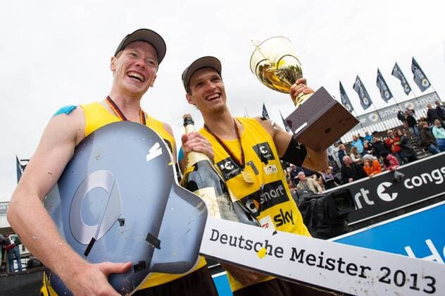 Deutsche Meisterschaft Beachvolleyball, Siegerehrung 01.09.13, Timmendorfer Strand 1. Platz Gold Gold Deutscher Meister: Markus Böckermann Boeckermann Mischa Urbatzka (FC St. Pauli)