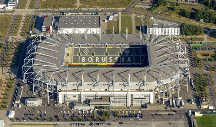 Borussia-Park, Stadion von Borussia Mönchengladbach, Bundesliga Fußball, Mönchengladbach, Niederrhein, Nordrhein-Westfalen, Deutschland, Europa !ACHTUNGxMINDESTHONORARx60xEURO!