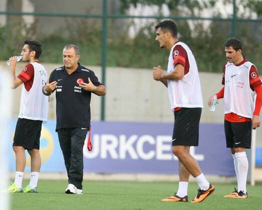 Turkey National football team players training in Istanbul on September 02, 2013. Pictured: Coach Fatih Terim 