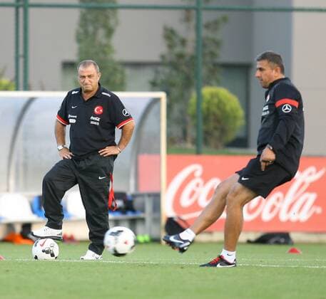 Turkey National football team players training in Istanbul on September 02, 2013. Pictured: Coach Fatih Terim 