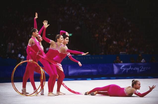 Russia team group (RUS), SEPTEMBER 30, 2000 - Rhythmic Gymnastics : Sydney 2000 Summer Olympic Games, Team All-Around, in Sydney, Australia. NOxTHIRDxPARTYxSALES.  (lvfa020290)