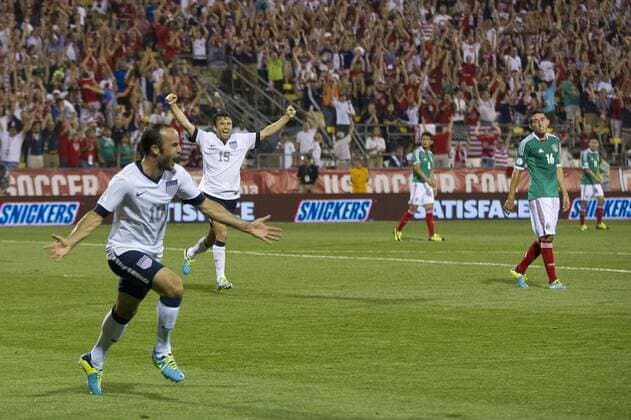 Sept. 10, 2013 - Columbus, Ohio, U.S - September 10, 2013: US Men s National Team forward Landon Donovan (10) celebrates after scoring the second goal of the game during the U.S. Men s National Team vs. Mexico National Team- World Cup Qualifier match at Columbus Crew Stadium - Columbus, OH. The United States Men s National Team defeated The Mexico National Team 2-0 and clinched a spot for the World Cup in Brazil. SOCCER 2013: US Men s National Team vs Mexico National Team SEP 10 - ZUMAc04