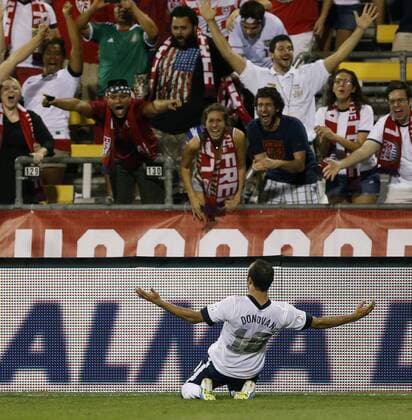 Sept. 10, 2013 - Columbus, OH, USA - Landon Donovan of the United States celebrates after scoring against Mexico in the second half during 2014 FIFA World Cup Qualifying at Columbus Crew Stadium in Columbus, Ohio, on Tuesday, September 10, 2013. The U.S. won, 2-0. Mexico at United States - ZUMAm67