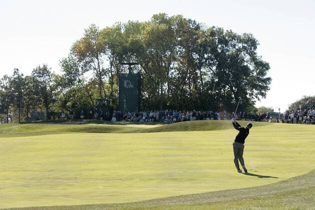13 September 2013:Jim Furyk hits an approach shot to the 7th green during 2nd round action of the BMW Championship at Conway Farms Golf Club in Lake Forest, Illinois. GOLF: SEP 13 PGA Golf Herren - BMW Championship - Second Round Icon518130913046 EDITORIAL USE ONLY