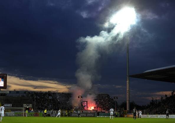 13.09.2013, Fussball 2.Bundesliga 2013 2014, Vfr Aalen, In der Scholz-Arena-Aalen. Abendstimmung im Aalener Stadion.