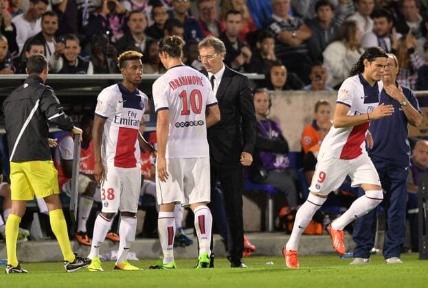 Zlatan Ibrahimovic (psg) - Kingsley Coman (psg) - Laurent Blanc (psg) - Edinson Cavani (psg) FOOTBALL : - Girondins Bordeaux vs Paris Saint Germain PSG - Ligue 1 - 13 09 2013 AnthonyBIBARD FEP Panoramic 