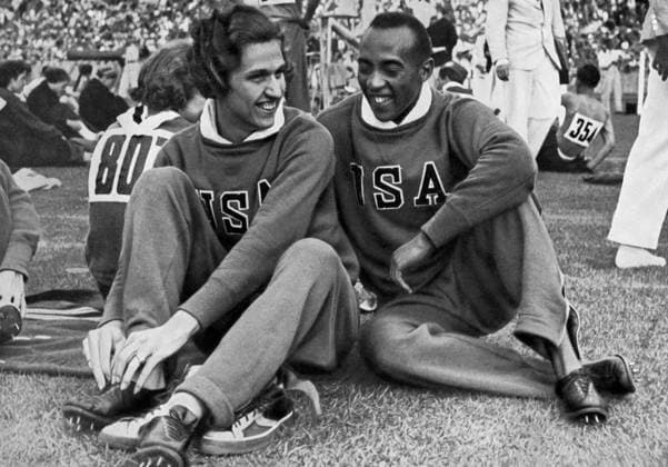 1936 Olympics, Berlin - Jesse Owens and Helen Stephens, the fastest runners in the world, both in line for a gold medal even before the start of the Olympics. (Jesse Owens and Helen Stephens, die Schnellsten der welt, beide waren schon vor ibrem Olympiastart gut fur eine Goldmedaille) James Cleveland Jesse Owens (September 12, 1913 - March 31, 1980) was an American track and field athlete. He participated in the 1936 Summer Olympics in Berlin, Germany where he achieved international fame by winning four gold medals; one each in the 100 meters, the 200 metres, the long jump, and as part of the 4x100 metre relay team. Helen Herring Stephens (February 3, 1918 - January 17, 1994) was an American athlete, a double Olympic champion in 1936. Â  UnitedArchives00835010