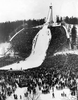 1952 Winter Olympic Games - Oslo, Norway View of the scene at Holmenkillen in Norway where the ski jumping combined class was held in the Winter Olympic Games - 18th February 1952 - Â  UnitedArchives01026132