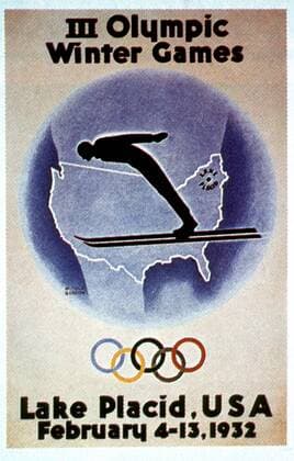 1932 Winter Olympics Lake Placid, USA Poster, Olympia, Olympiade, Olympische Spiele  UnitedArchives01026146