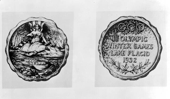 Medals for winners of Olympic Games at Lake Placid 11 February 1932 Â  UnitedArchives01026319
