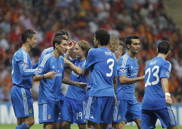 Champions League match played between Real Madrid and Galatasaray Istanbul. In this picture, Cristiano Ronaldo, Angel di Maria, Pepe, xBEATRIZxGUZMANx
