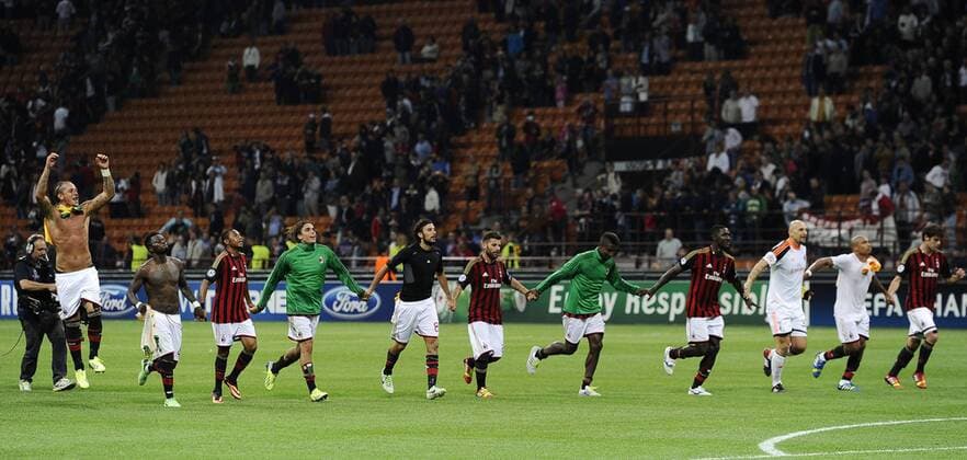 Mailand - Fussball, Champions League - AC Mailand vs. Celtic Glasgow - Schlussjubel Milan 