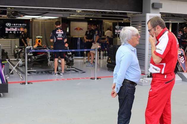 19.09.2013- Stefano Domenicali (ITA) Team Principal, Scuderia Ferrari with Bernie Ecclestone (GBR), President and CEO of Formula One Management 