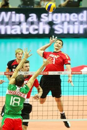 21.09.2013, Gdynia - Eurovolley 2013, Germany - Bulgaria, Christian Fromm (GER), Nikolay Nikolov (BUL), - ZUMAc04