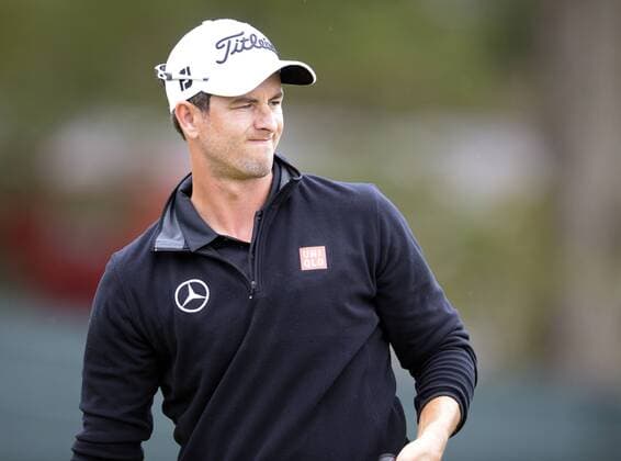 Adam Scott bites his lip after a long putt on hole five during the third round of the PGA Golf Herren Tour Championship on September 21, 2013 at East Lake Golf Club in Atlanta. Scott missed the cup and scored a double bogey on the hole.  AJP2013092110