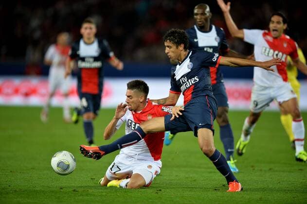 Marquinhos (psg) - Yannick Carrasco (mon) FOOTBALL : Paris St Germain (PSG) vs AS Monaco FC - Ligue 1 - 22 09 2013 AnthonyBIBARD FEP Panoramic 