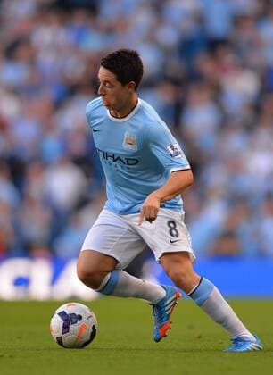 Samir Nasri of Manchester City - Barclays Premier League - Manchester City vs Manchester Utd - Etihad Stadium - Manchester - 22 09 13 - Picture Simon Bellis Sportimage EDITORIAL USE ONLY. No use with unauthorised audio, video, data, fixture lists, club league logos or live services. Online in-match use limited to 120 images, no video emulation. No use in betting, games or single club league player publications.
