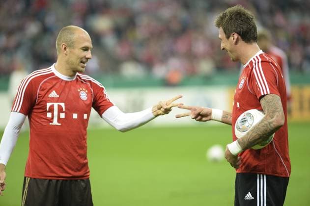 DFB Pokal, FC Bayern München - Hannover 96, Allianz Arena, München. Ergebniss: 4 zu 1. 25.09.2013 Im Bild: Arjen Robben, Mario Mandzukic