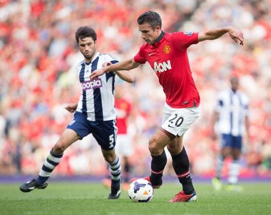 Robin van Persie of Manchester United in action - Manchester United vs. West Bromwich Albion - Barclay s Premier League - Old Trafford - Manchester - 28 09 2013 Pic Philip Oldham Sportimage EDITORIAL USE ONLY. No use with unauthorised audio, video, data, fixture lists, club league logos or live services. Online in-match use limited to 120 images, no video emulation. No use in betting, games or single club league player publications.