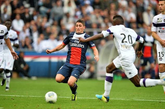 Marco Verratti (psg) - Steeve Yago (tou) FOOTBALL : FC Paris Saint Germain vs FC Toulouse - Ligue 1 - 28 09 2013 AnthonyBIBARD FEP Panoramic 