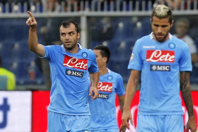 Esultanza dopo il gol di Goran Pandev Napoli, Goal Celebration Genova 28-09-2013 Stadio Ferraris Football Calcio 2013 2014 Serie A Genoa - Napoli Foto Marco Bertorello Insidefoto MarcoxBertorello