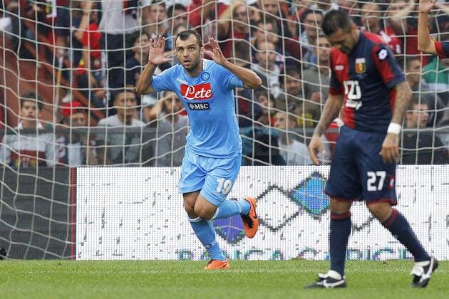 Esultanza dopo il gol Goran Pandev Napoli, Goal Celebration, Genova 28-09-2013 Stadio Ferraris Football Calcio 2013 2014 Serie A Genoa - Napoli Foto Marco Bertorello Insidefoto MarcoxBertorello