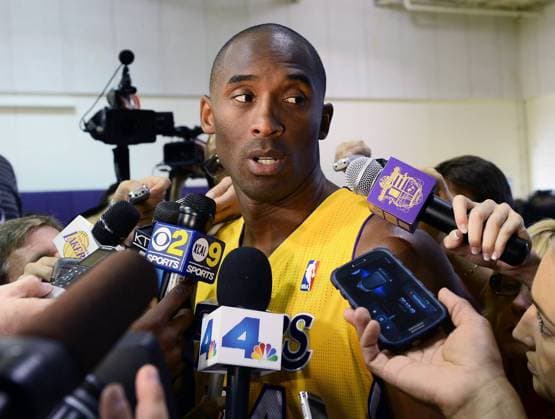 Los Angeles Lakers Kobe Bryant participates during the basketball team s media day, at the Lakers training facility in El Segundo, California on September 28, 2013.  LAP20130928800