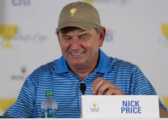 02 October 2013: International Team Captain Nick Price during the pairings for Thursday s matches press conference at Muirfield Village GC in Dublin, Ohio GOLF: OCT 02 PGA Golf Herren - The Presidents Cup - Practice Round Icon20531457 EDITORIAL USE ONLY