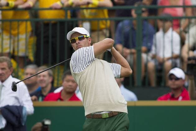 03 October 2013: Adam Scott of the International Team during the day one of The Presidents Cup at Muirfield Village GC in Dublin, Ohio GOLF: OCT 03 PGA Golf Herren - The Presidents Cup - Day One Icon131003024 EDITORIAL USE ONLY
