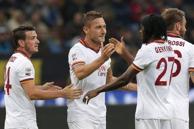 Francesco Totti Roma, Goal Celebration Milano 05-10-2013 Stadio Giuseppe Meazza Football Calcio 2013 2014 Serie A Inter Mailand vs AS Rom MarcoxBertorello