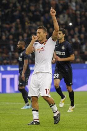 Francesco Totti Roma Goal Celebration 0-2 after penalty Milano 05-10-2013 Stadio Giuseppe Meazza Football Calcio 2013 2014 Serie A Inter Mailand vs AS Rom MarcoxBertorello