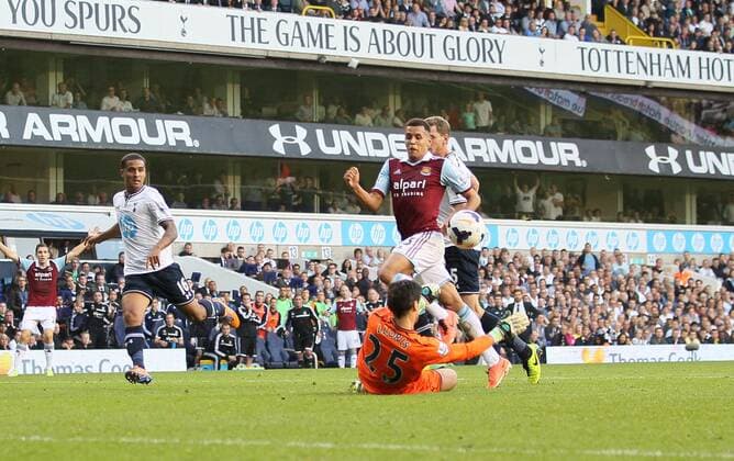 West Ham s Ravel Morrison scoring his sides third goal Tottenham Hotspur - West Ham United - Premier League - White Hart Lane - London - England -06 10 2013 - xDavidxKleinx EDITORIAL USE ONLY. No use with unauthorised audio, video, data, fixture lists, club league logos or live services. Online in-match use limited to 120 images, no video emulation. No use in betting, games or single club league player publications.