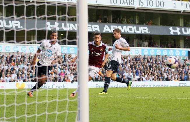 West Ham s Ravel Morrison scoring his sides third goal Tottenham Hotspur - West Ham United - Premier League - White Hart Lane - London - England -06 10 2013 - xDavidxKleinx EDITORIAL USE ONLY. No use with unauthorised audio, video, data, fixture lists, club league logos or live services. Online in-match use limited to 120 images, no video emulation. No use in betting, games or single club league player publications.
