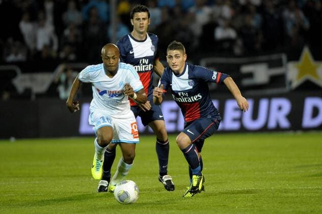 Andre Ayew (OM) - Marco Verratti (PSG) FOOTBALL : Olympique Marseille vs FC Paris St. Germain - Ligue 1 - 06 10 2013 FranckPennant Panoramic 