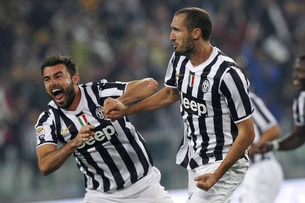 Giorgio Chiellini (R) Juventus, Goal Celebration, Torino 06-10-2013 Juventus Stadium Football Calcio 2013 2014 Serie A Juventus Turin - AC Milan; MarcoxBertorello