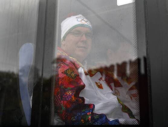 Olympic torch relay in Moscow. Prince Albert of Monaco.