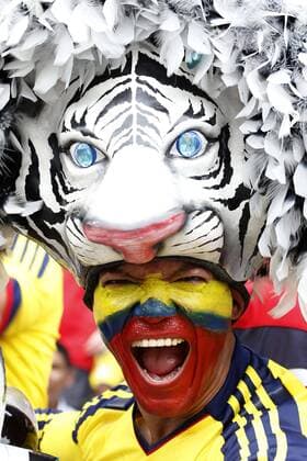 Football, World Cup 2013, qualifying match. Colombian fans attends to the World Cup 2013, qualifying match at Metropolitano stadium in Barranquilla.. 11 10 2013 - Football, 
