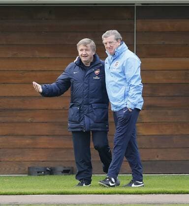 England s Roy Hodgson and Terry Burton during training England Training - World Cup Qualifier - London - England -14 10 2013 - Pic David Klein Sportimage EDITORIAL USE ONLY. No use with unauthorised audio, video, data, fixture lists, club league logos or live services. Online in-match use limited to 120 images, no video emulation. No use in betting, games or single club league player publications.